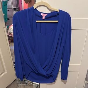 Lilly Pulitzer Royal Blue Drape Blouse